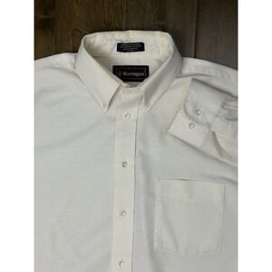 Barrington Men Cream White Dress Shirt Size 16 Wrinkle Free Oxford Button Up L/S